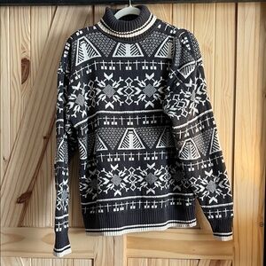 London Fog Charcoal & White Turtleneck 100% Cotton Sweater, Women’s Large